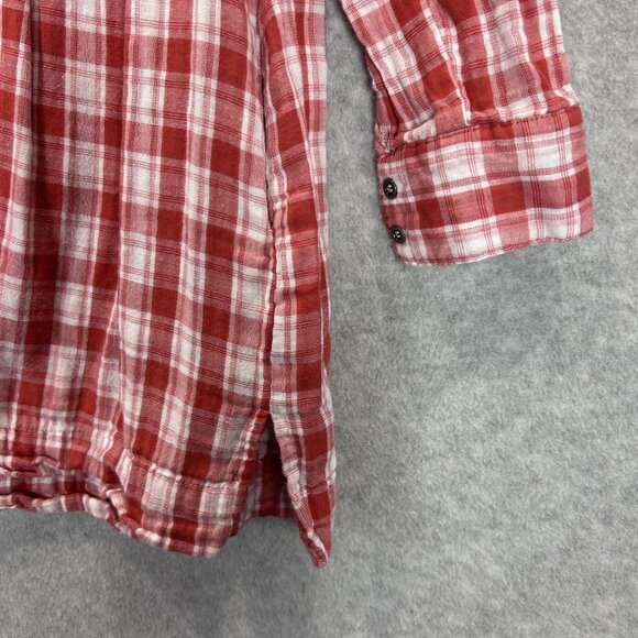 Entro Womens Small  Shift Dress Red White Plaid Tunic Top Cottage Core Pockets - Picture 13 of 15